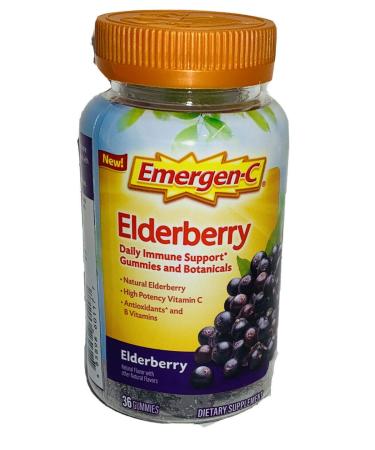 Emergen-C Elderberry Gummies Elderberry Immune Support Natural Flavors with High Potency Vitamin C 36 Count