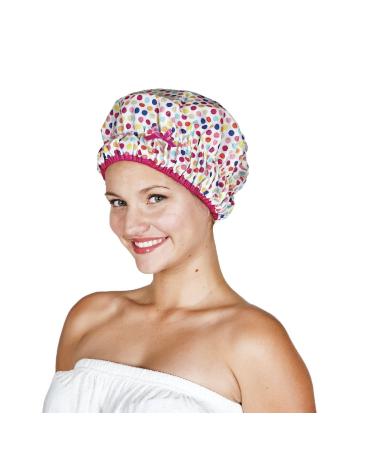 Fashionista Deco Dots Reusable Waterproof Shower Cap - Oversized, PEVA Lined & Stretch Hem for All Hair Lengths - Buy Online on GoSupps.com