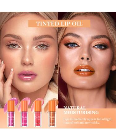 4 Colors Fat Lip Oil Drip - Hydrating Lip Gloss & Oil with Big Brush Head | Moisturizing Non-Sticky & Vegan - Plumping Transparent Lip Glaze (SET A - Buy Online on GoSupps.com
