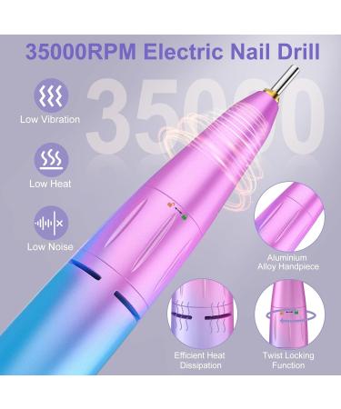 35000RPM Electric Nail Files Rechargeable 4000mAH Cadrim Professional Super Portable Nail Drill Acrylic Gel Kit Beginners Adjustable Speed Free Direction LCD Display Kit Manicure Pedicure Set Electric Pink&blue - Buy Online on GoSupps.com