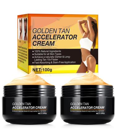 2pcs 100g Tanning Accelerator Cream Long-Lasting Rapid Tanning Cream Effective in Sun-Beds & Outdoor Sun Achieve a Natural Tan with Natural Ingredients 200.00 g (Pack of 1)