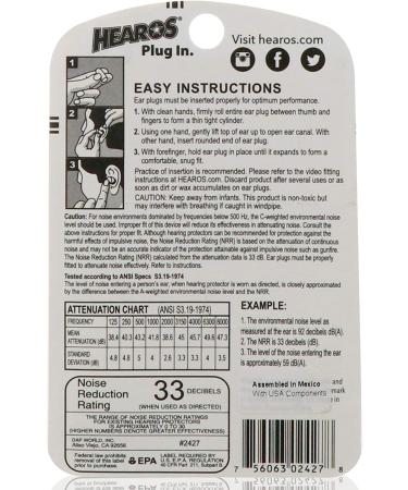HEAROS Xtreme Ear Plugs - NRR 33 Noise Cancelling Disposable Foam Earplugs - 14 Pair Pack - Buy Online on GoSupps.com