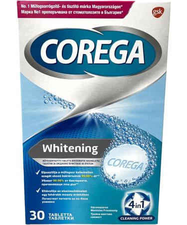 Corega - Lot de 30 tablettes de nettoyage dentaire blanchissantes - Formule bio soluble - Pour le nettoyage des proth ses dentaires - Buy Online on GoSupps.com