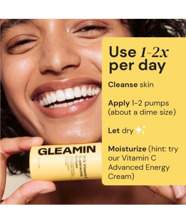 Gleamin 15% Vitamin C Serum - Brightening & Texture Improvement with Tranexamic Acid Niacinamide Bakuchiol | Fragrance Free - 1 FL OZ - International Shipping Available - Buy Online on GoSupps.com