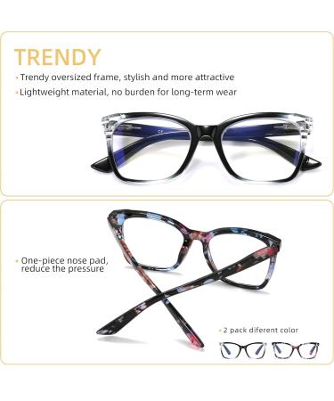 Areyeth Oversized Square Reading Glasses for Women - Blue Light Blocking Flexible Spring Hinge Multicolor & Black (1.0) - International Shipping Available - Buy Online on GoSupps.com