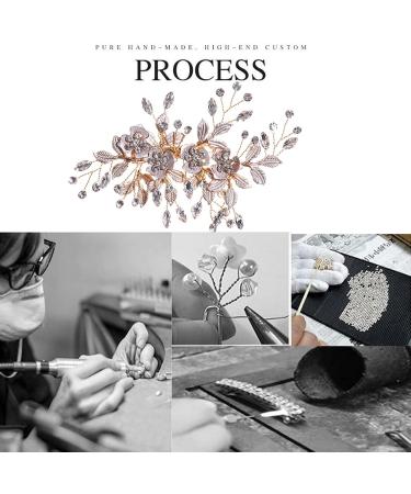 Wedding Hair Clip Rhinestone Hair Clip Hair Accessories for Women and Girls Handmade Bridal Headpiece Hair Pins Flower Crystal Barrette for Wedding Party Bridesmaid Hair Piece (Gold) - Buy Online on GoSupps.com