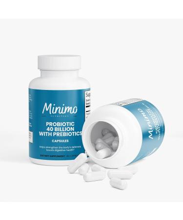 Minimo Nutrition Probiotic 40 Billion with Prebiotics Digestive & Gut Health - Supports Occasional Constipation Diarrhea Gas & Bloating - Probiotics for Women & Men 60 ct. - Buy Online on GoSupps.com