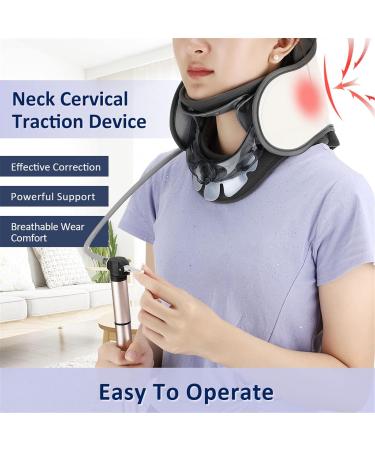 Neck Cervical Traction Device Force by Air Pump Adjustable Inflatable 360 Neck Protection Cervical Spine Pain Relief Stretcher - Buy Online on GoSupps.com