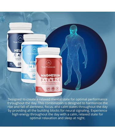 TRUE PROTOCOLS - Brain Protocol+ (3 Items) - Neuro Calm (90 Caps) Vital Mind (90 Caps) and Magnesium Balance (120 Caps) - Bioavailable Capsules for Optimal Mood Balance Cognitive Function & Mental Performance - Non-GMO Supplements - Buy Online on GoSupps.com
