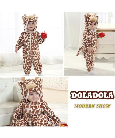 Doladola Unisex Baby Romper Jumpsuit | Hooded Cartoon Sleepsuit | 24-30 Months | Coffee Cow Print - Buy Online on GoSupps.com
