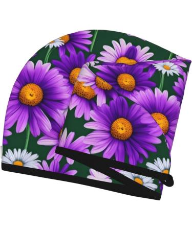 Purple Daisy Coral Velvet Dry Hair Cap Ideal for Home Travel Pool Parties & More | Quick Drying & Soft Comfort - Buy Online on GoSupps.com