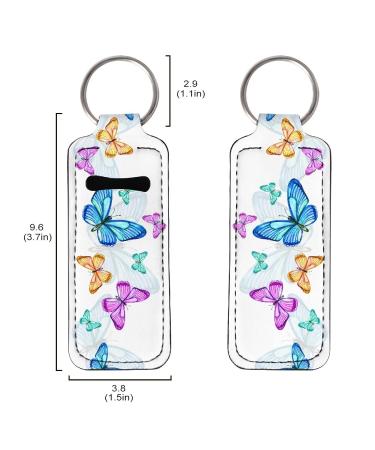 Bulopur White Blue Butterflies Lipstick Balm Holder Keychain - Neoprene Chapstick Holder - Buy Online on GoSupps.com