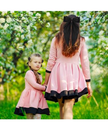 5Pcs Black Satin Silk Hair Bow Clips with Long Tail - Vintage Hair Ribbons for Women and Girls - Perfect for Parties, Valentine's Day, Weddings, Birthdays (4 Sizes) - Buy Online on GoSupps.com