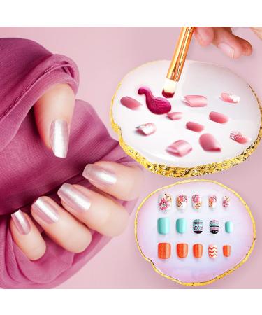 WLLHYF Nail Art Palette - Irregular Makeup Plate & Gold Edge Holder for Beauty Nail Art | Mixed Color Resin Painting Tool - Ideal for Hand-Painted Toning in True Pink - Buy Online on GoSupps.com