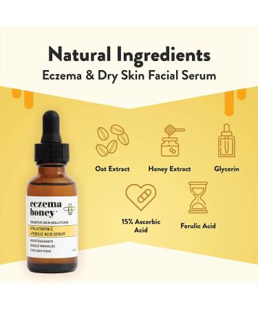 Eczema Honey 15% Vitamin C + Ferulic Acid Serum - Anti Aging Face Oil for Dry & Sensitive Skin (1 Oz) - Buy Online on GoSupps.com