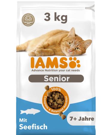 IAMS Senior dry cat food with fish - dry food for older cats from 7 years 3 kg sea fish 3 kg (1 pack) - Buy Online on GoSupps.com