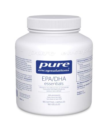 Pure Encapsulations EPA/DHA Essentials - Fish Oil Concentrate Supplement to Support Cardiovascular Health - Premium EPA & DHA Supplement with Omega 3 - 180 Softgel Capsules
