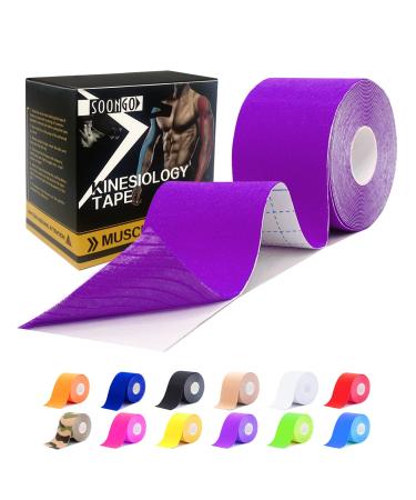 Athletic Tape 1/2/5 Roll Relieve Muscle Soreness and Strain Shoulders Wrists Knees Ankles Elastic Waterproof Good Air Permeability Hypoallergenic 5cm*5m by SOONGO (Purple) 5 m (Pack of 1) Purple