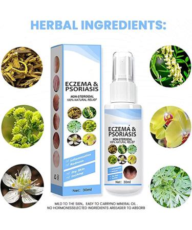 Dubush 30ml Herbal Psoriasis Relief Spray - Natural Eczema & Psoriasis Treatment - Soothing Moisturizing Mist - Set of 3 - Buy Online on GoSupps.com