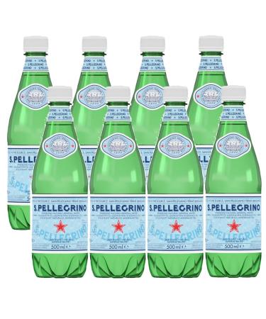 San Pellegrino Sparkling Natural Mineral Water 500ml Bottles Premium Italian Beverage (8 packs)
