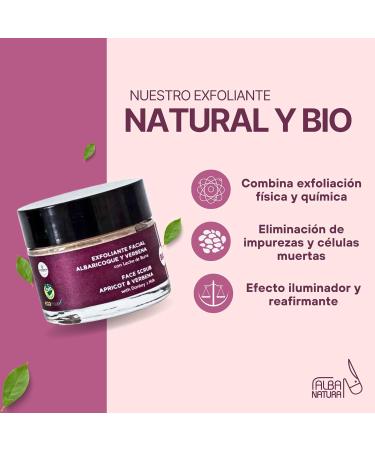  ALBA NATURA Alba Natura - Facial Scrub - Apricot and Organic Donkey Milk Scrub - For all skin types - Promotes cell renewal - 50ml glass jar - Buy Online on GoSupps.com