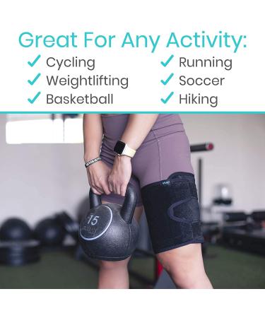 Vive Thigh Brace - Adjustable Compression Sleeve for Hamstring Quad Support - Ideal for Muscle Sprains, Tendinitis, Sciatica, and Sports Recovery - Men Women (Black) - Buy Online on GoSupps.com