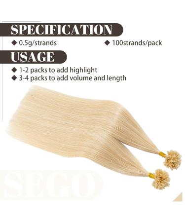 SEGO U Tips Extensions - Real Hair Bondings 0.5g/Strand Keratin Glue 100 Strands Straight Light Blonde #613 50 cm | Premium Quality Hair Extensions for Global Shipping - Buy Online on GoSupps.com