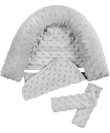 Baby Head Neck Support Pillow & Strap Covers - Grey | Infant Newborn Car Seat Headrest & Seat Belt Cushion for Pushchair Stroller - Buy Online on GoSupps.com