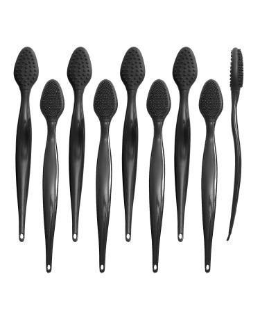 Black Silicone Lip Scrub Brush,  ZUFUGHJK 18pcs Double-Sided Lip Face Exfoliating Scrubber Brush, Cleaning Tool Silicone Lip Scrubber Soft Cleaning Lip Brush For Skincare, Smoother Lip
