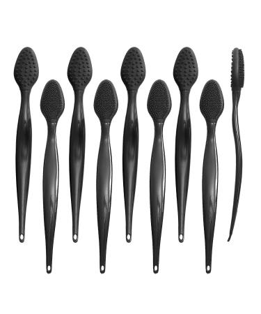 Black Silicone Lip Scrub Brush,  ZUFUGHJK 18pcs Double-Sided Lip Face Exfoliating Scrubber Brush, Cleaning Tool Silicone Lip Scrubber Soft Cleaning Lip Brush For Skincare, Smoother Lip