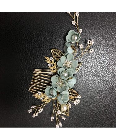 Wedding Hair Comb Rhinestone Clip - Green Crystal Bridal Hair Accessories - Buy Online on GoSupps.com