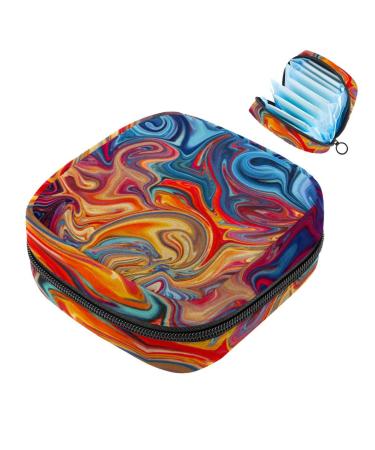 Javenproeqt portable women's binding-up bags menstrual cup pocket female menstrual pads bags for teenage girls tampons for the first period colorful abstract marble