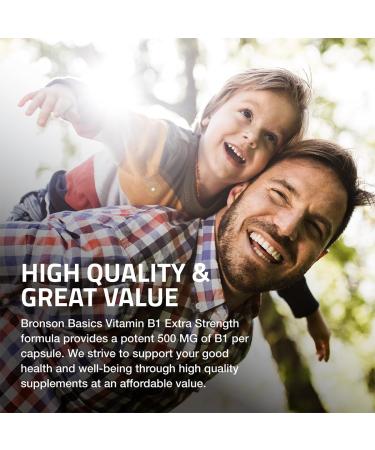 Bronson Vitamin B1 Extra Strength 500 MG High Potency Non-GMO, 60 Capsules Unflavored 60 Count (Pack of 1) - Buy Online on GoSupps.com