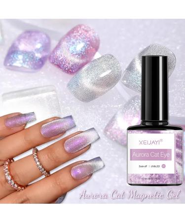 Holographic Glitter Gel Nail Polish - Cat Eye Gel Polish Kit with Magnet - 5 Colors Glitter Phantom Chameleon Magnetic Gel Nail Varnish - Soak Off UV Gel Nail Polish Home DIY Manicure - Buy Online on GoSupps.com
