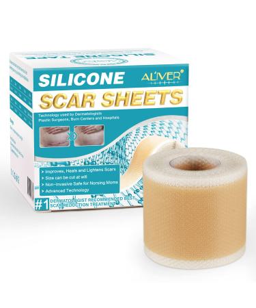 Silicone Scar Sheets(1.6''x120'') Medical Grade Silicone Scar Tape Professional Scar Treatment Reusable Scars Removal Gel Tape for C-Section Surgery Burn Keloid 1.6X120''