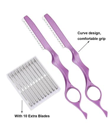 12 Piece Hair Styling Thinning Razor Set with 2 Hair Cutting Razors and 10 Replacement Blades - Ideal for Salon or Home Use - Pink - Buy Online on GoSupps.com