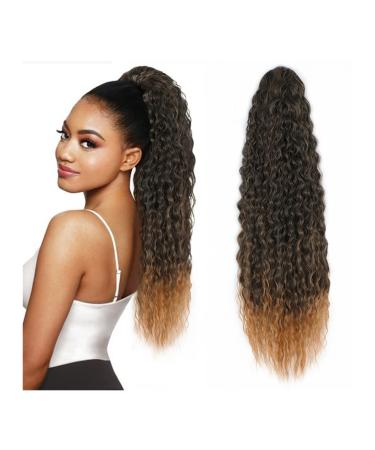 Hair Chignon 24/30 Inch Long Curly Ponytail Extension Synthetic Drawstring Hair Clip Ponytail Wig Hair Bun for Women's Daily Use Messy Bun Hair Piece (Color : 05 Size : 30inches)