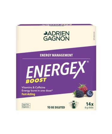 Adrien Gagnon - Energex Boost - Sugar-Free Powder - Fast-Acting Energy Burst Vitamins & Minerals Electrolytes & Caffeine - Berry Flavor -14 sticks