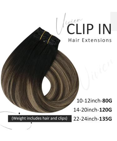 Vivien Clip-in Extensions | Real Hair Balayage & Ombre | 22 Inch 135g - #1B/4/18 - Perfect for a Stunning Look - Buy Online on GoSupps.com