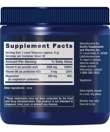 Life Extension Vitamin C-Magnesium Crystals - 180g Powder Supplement for Immune Support - Gluten Free & Non-GMO - Buy Online on GoSupps.com