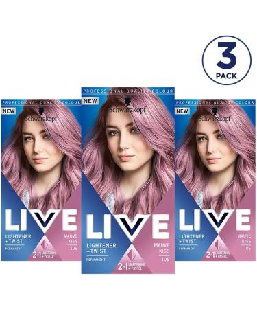Schwarzkopf Live Colour Lightener Plus Twist 105 - 3 Box Hair Colour Set - Mauve Kiss - Buy Online on GoSupps.com