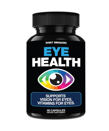 Saint Mingiano Eye Care & Vision Vitamins Supplement 60 Capsules - Supports Eye Strain Dry Eyes and Vision Health - Supports Vision Ocular and Macular Health - 14 Active Ingredients Lutein.