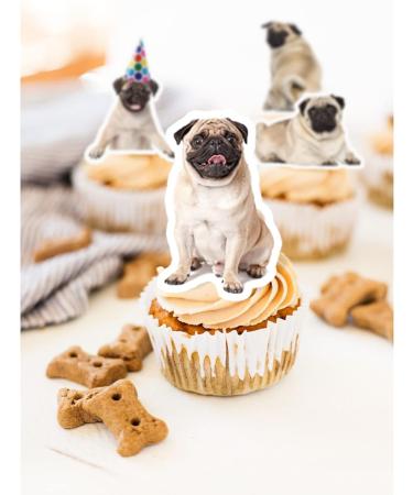 24 Pcs Decorations for Pug Cupcake Topper Dog theme Toppers Birthday Party Supplies - Buy Online on GoSupps.com