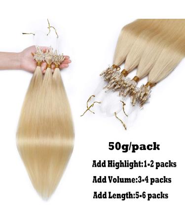 Microring Extensions - 50cm Platinum Blonde Remy Real Hair 50 Strands x 1g for Ultimate Volume - Buy Online on GoSupps.com
