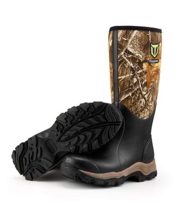 TIDEWE Hunting Boot for Men, Insulated Waterproof Durable 16" Men's Hunting Boot, 6mm Neoprene and Rubber Outdoor Boot Realtree Edge Camo (400g Insulated & Standard) 14 Standard