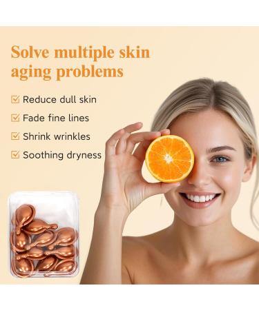 Concentrated Vitamin C Facial Serum Capsules - Bulk Set of 40 Capsules with Brightening and Nourishing Serum for Radiance Smooth Complexion and Hydration | Vitamin C Skincare - Buy Online on GoSupps.com