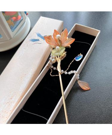 Rabithenn Camellia Flower Pearl Tassels Chinese Hanfu and Style Hair Retro Flower with Metal Handmade Hair Clip Hair Accessories for Women Girls Long Hair (lotus seedpod) - Buy Online on GoSupps.com