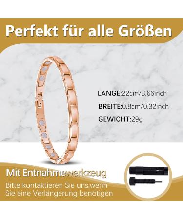 Jeracol Titanstahl Magnetic Arm Band for Women - 3500 Gauss Adjustable Bracelet with Gift Box | Stylish Magnetic Jewelry in Rose Gold - Buy Online on GoSupps.com