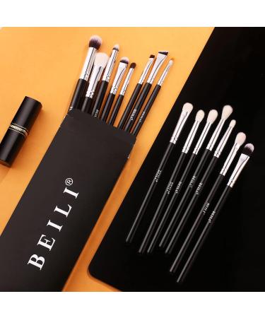 BEILI Professional Eye Makeup Brush Set 15 Pieces Synthetic and Natural Hair Eyeshadow Eyeliner Eyebrow Blending Concealer Make up Brushes (Black/Silver) White - Buy Online on GoSupps.com
