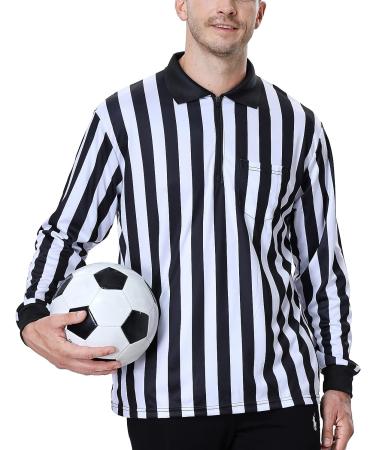 TOPTIE Pro-Style Referee Shirt | Men's Official Long Sleeve Black & White Striped Umpire Jersey - X-Large - Buy Online on GoSupps.com